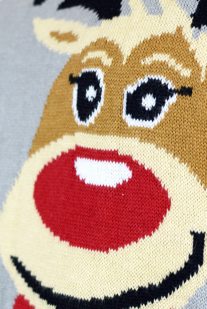 Jersey de Navidad Renas Cute Mujer Gris