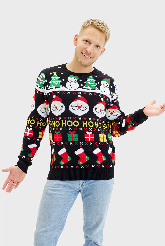 Jersey de Navidad Hombre Santa Regalos y Muñecos Algodón Orgánico