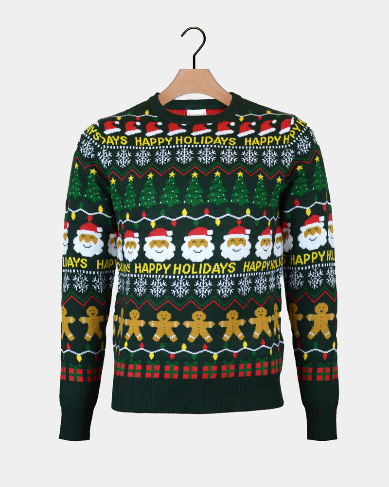 Jersey de Navidad Holidays Hombre Verde Happy