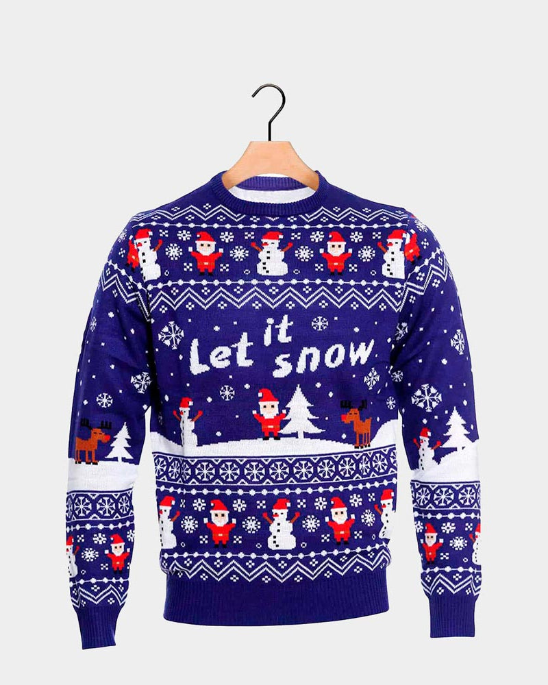 Jersey de Navidad Let it Snow Azul Parejas