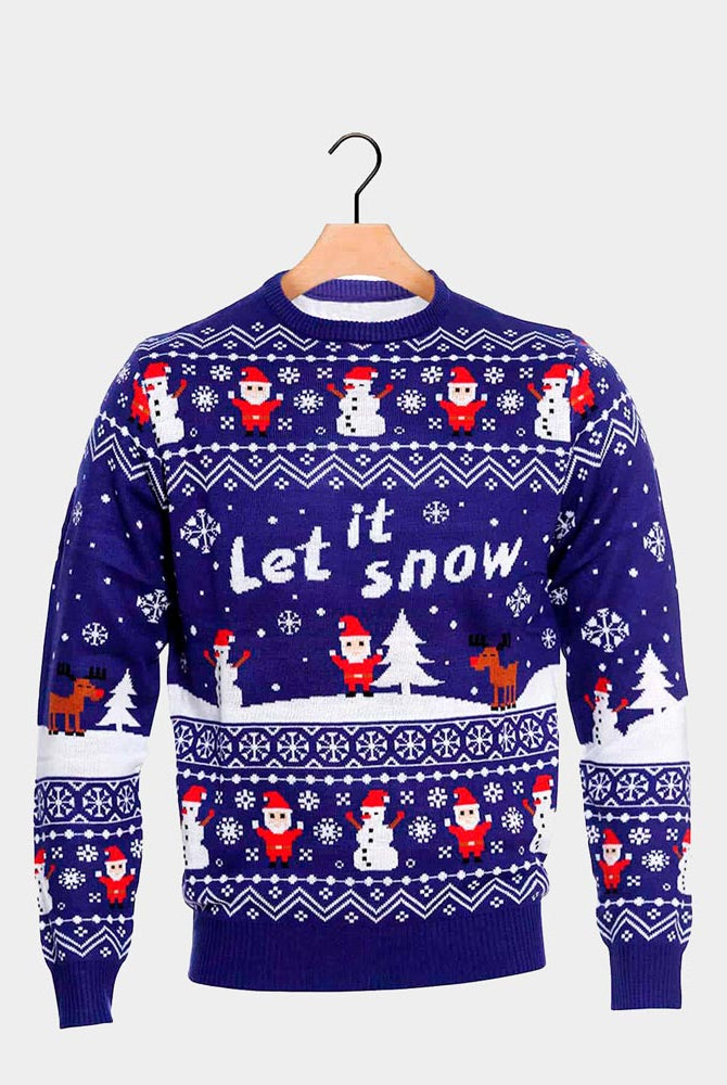 Jersey de Navidad Let it Snow Azul Parejas