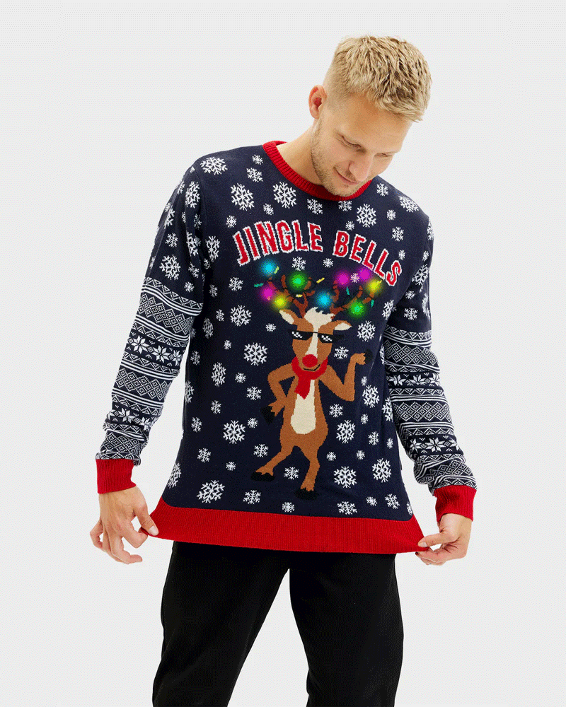 Jersey de Navidad con Luces LED para Hombre Jingle Bells