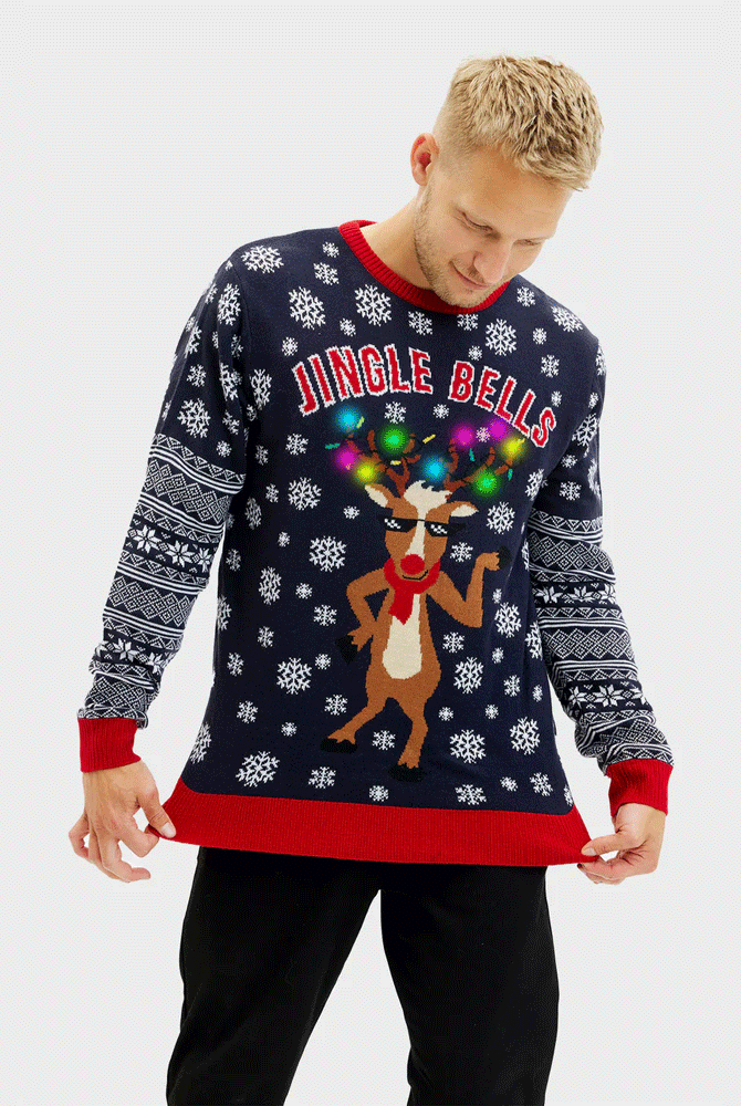 Jersey de Navidad con Luces LED para Hombre Jingle Bells
