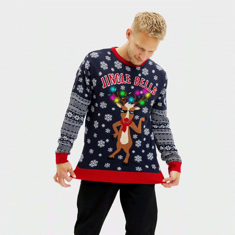 Jersey de Navidad con Luces LED para Hombre Jingle Bells