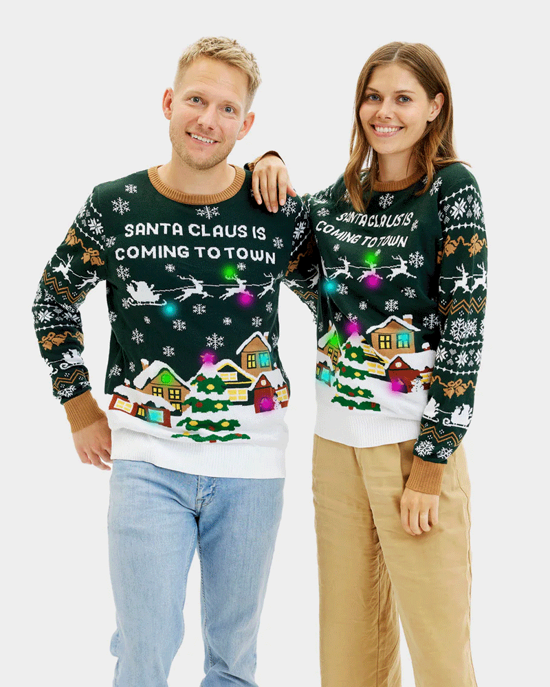 Jersey de Navidad con Luces LED Mujer Santa is Coming to Town