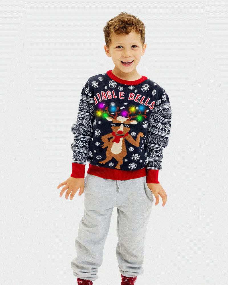 Jersey de Navidad Jingle Bells Luces LED para  Niño