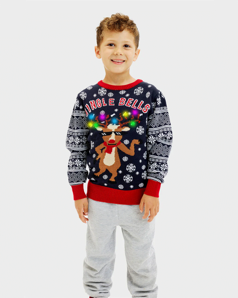 Jersey de Navidad con Luces LED para Niño Jingle Bells
