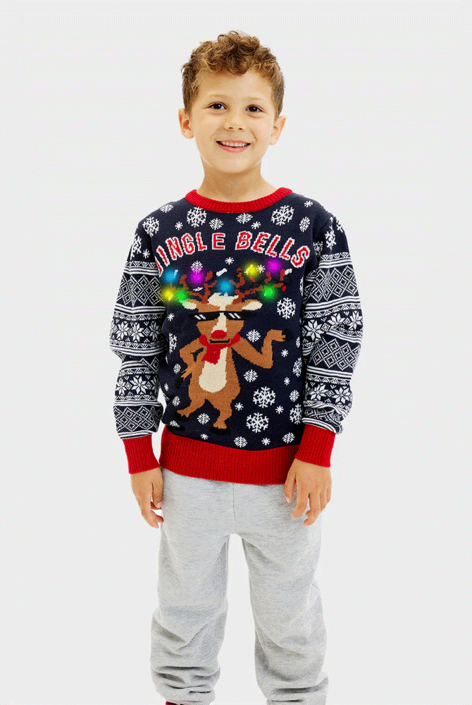 Jersey de Navidad con Luces LED para Niño Jingle Bells