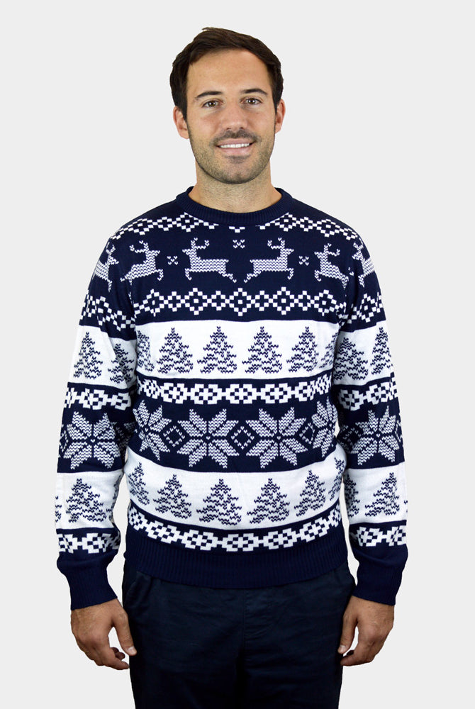 Jersey de Navidad Hombre Mujer Azul Polo Norte