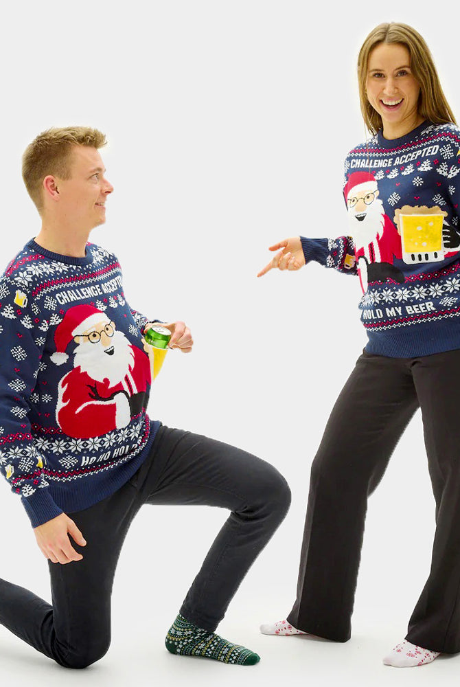 Jersey de Navidad para Mujer Beer Pocket 3D pareja