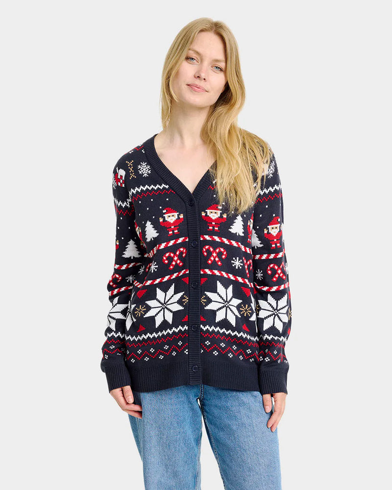 Jersey de Navidad para Mujer Cárdigan Azul Estrellas Polares