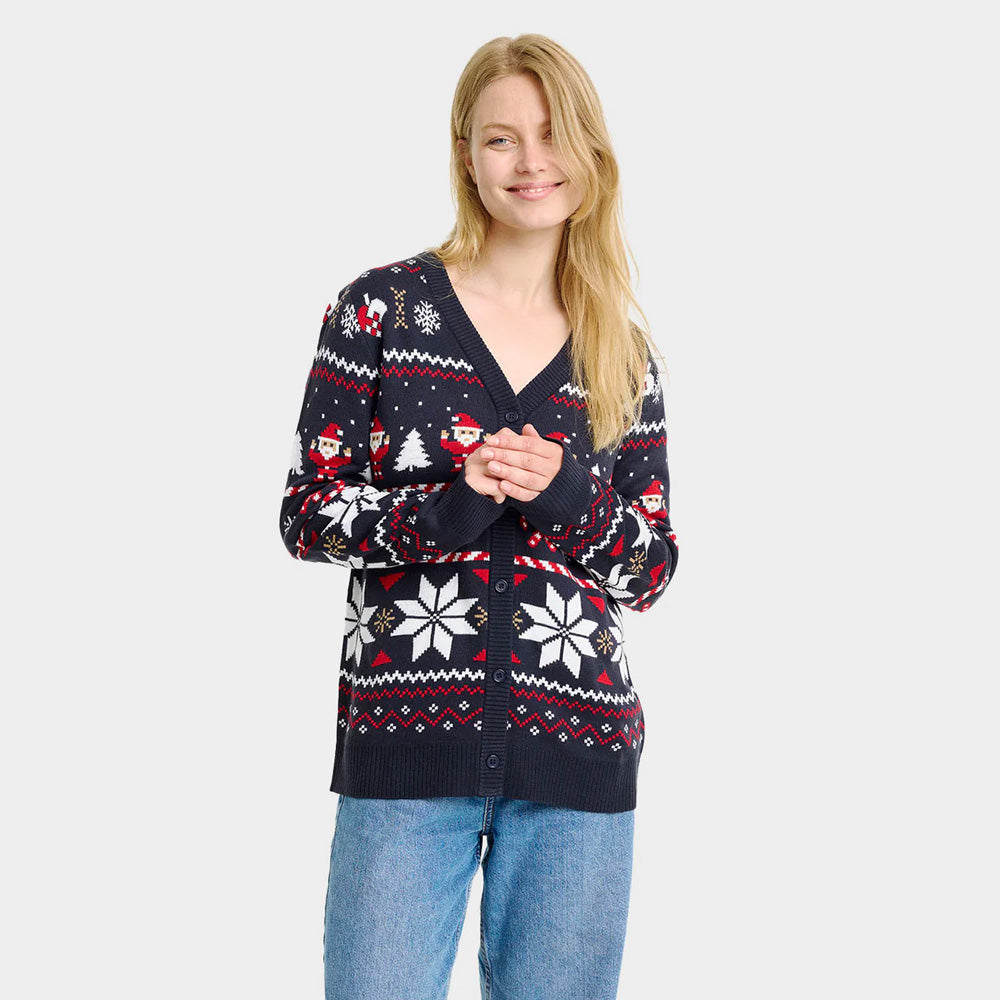 Jersey de Navidad Mujer Cárdigan Estrellas Polares Azul