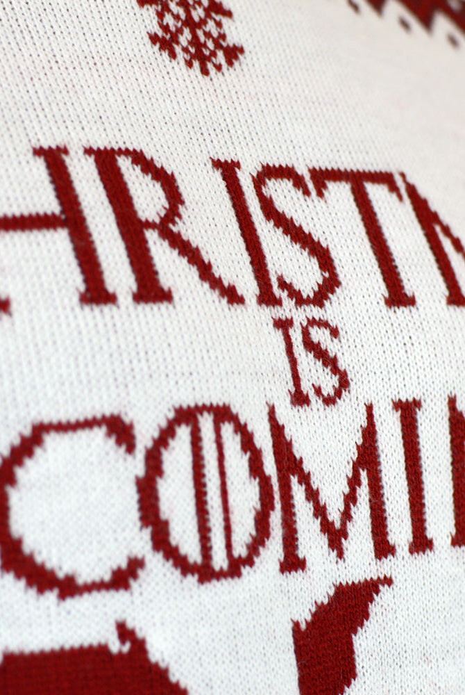 Jersey de Navidad para Mujer Christmas is Coming Blanco