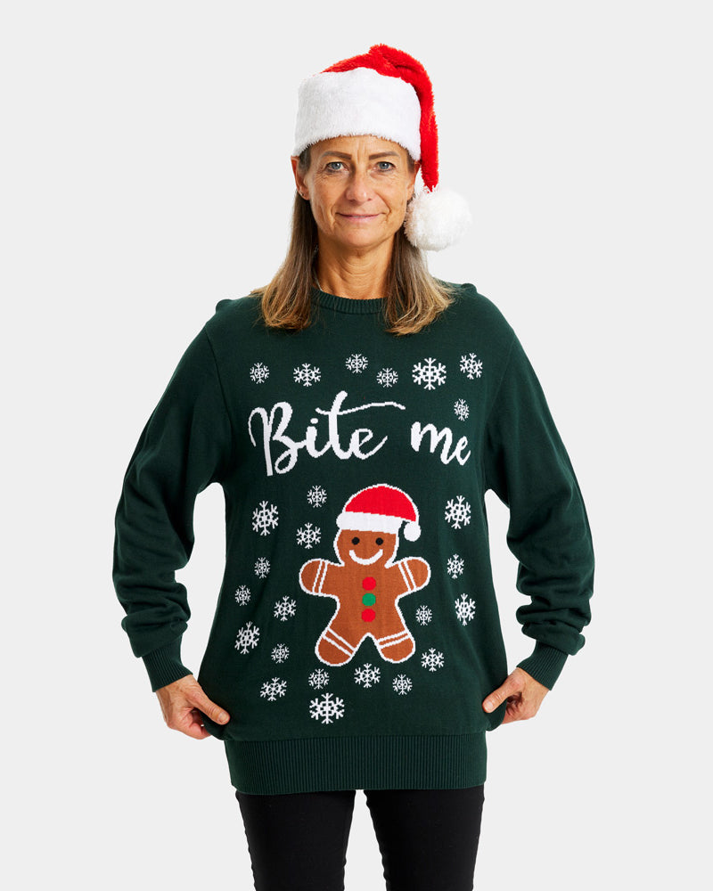 Jersey de Navidad Mujer Familia Bite Me Gingerbread