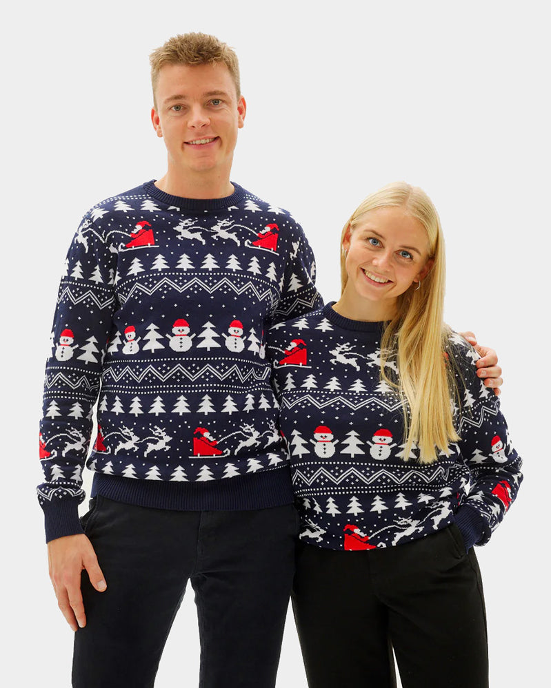 Jersey de Navidad para mujer y hombre con Árboles, Muñecos y Papá Noel