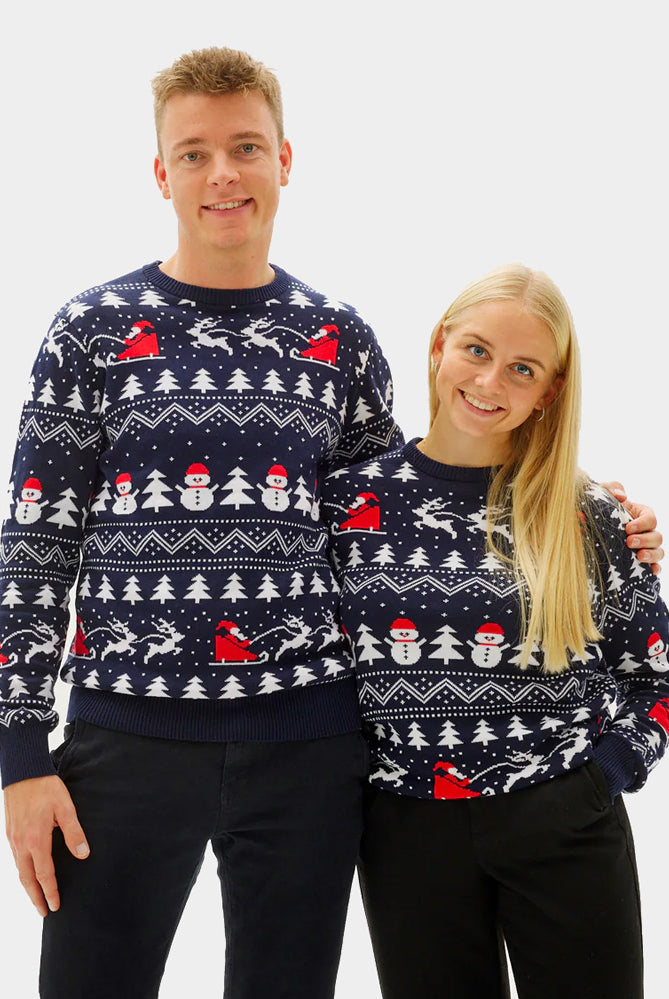 Jersey de Navidad para mujer y hombre con Árboles, Muñecos y Papá Noel