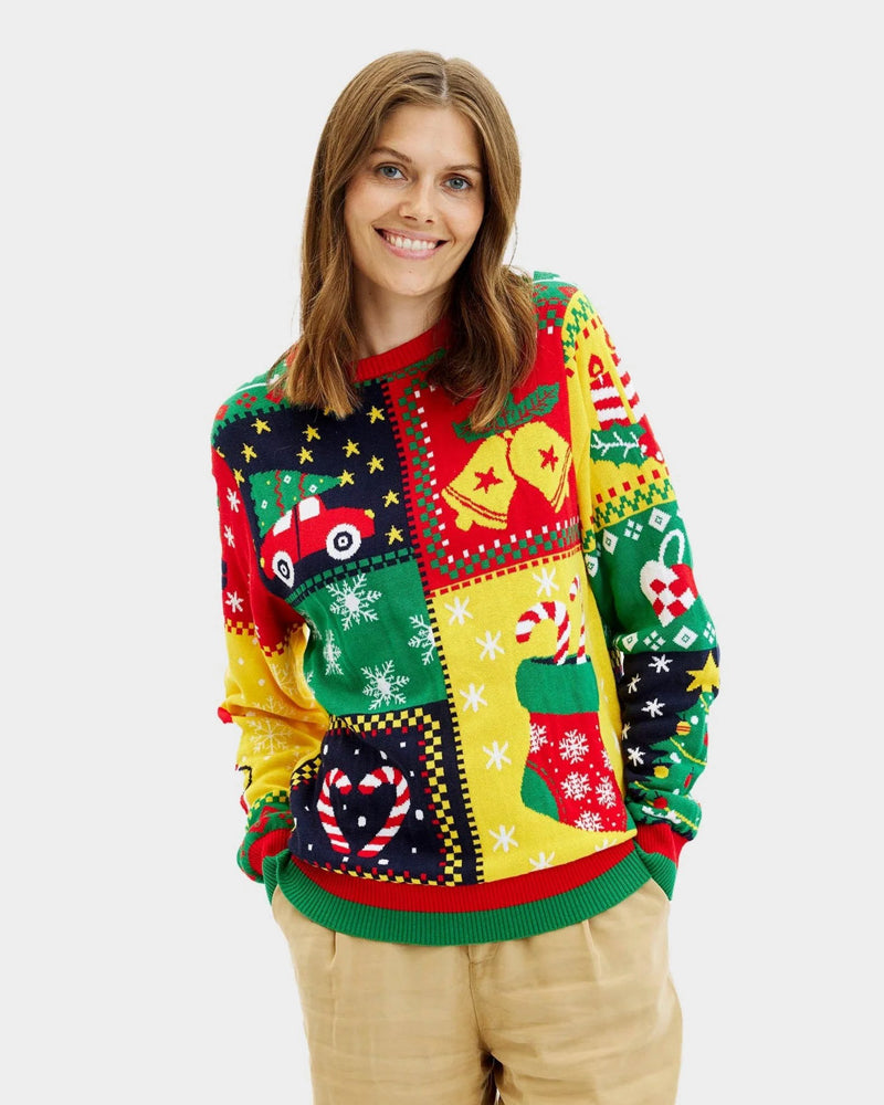 Jersey de Navidad para Mujer Patchwork Algodón Orgánico