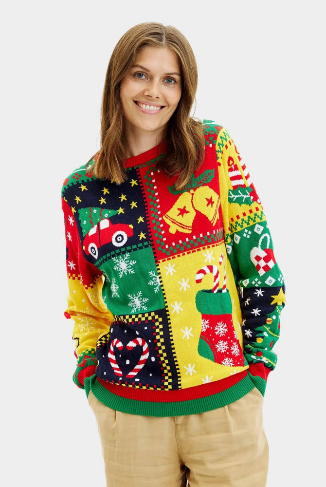 Jersey de Navidad para Mujer Patchwork Algodón Orgánico