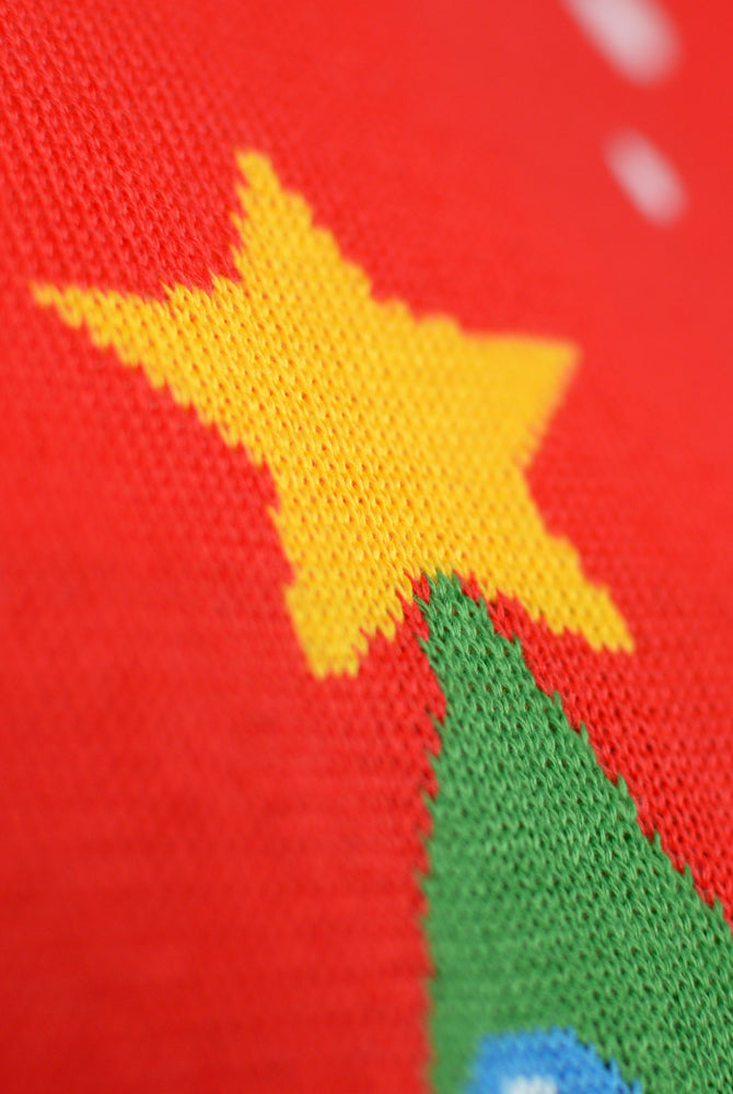 Jersey de Navidad para Mujer Rojo Árbol de Navidad detalle