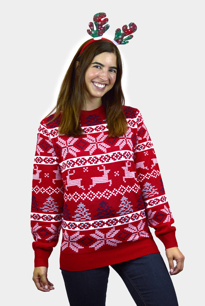 Jersey de Navidad Mujer Rojo Clásico Estrellas Polares
