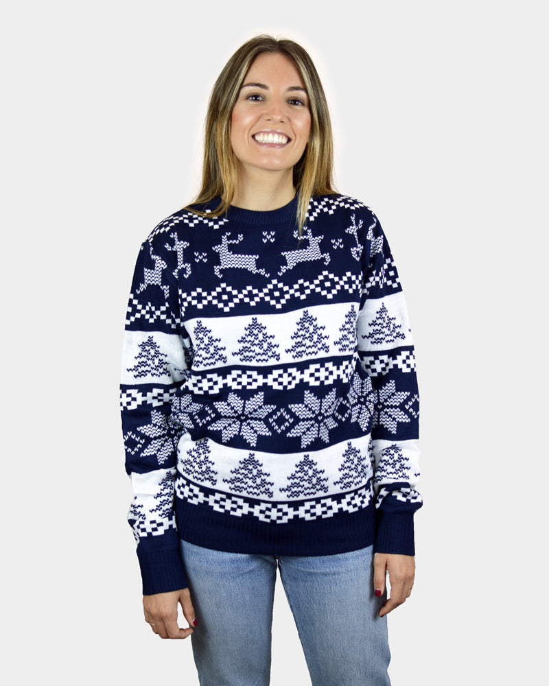 Jersey de Navidad Mujer Nina y Niño Azul Polo Norte