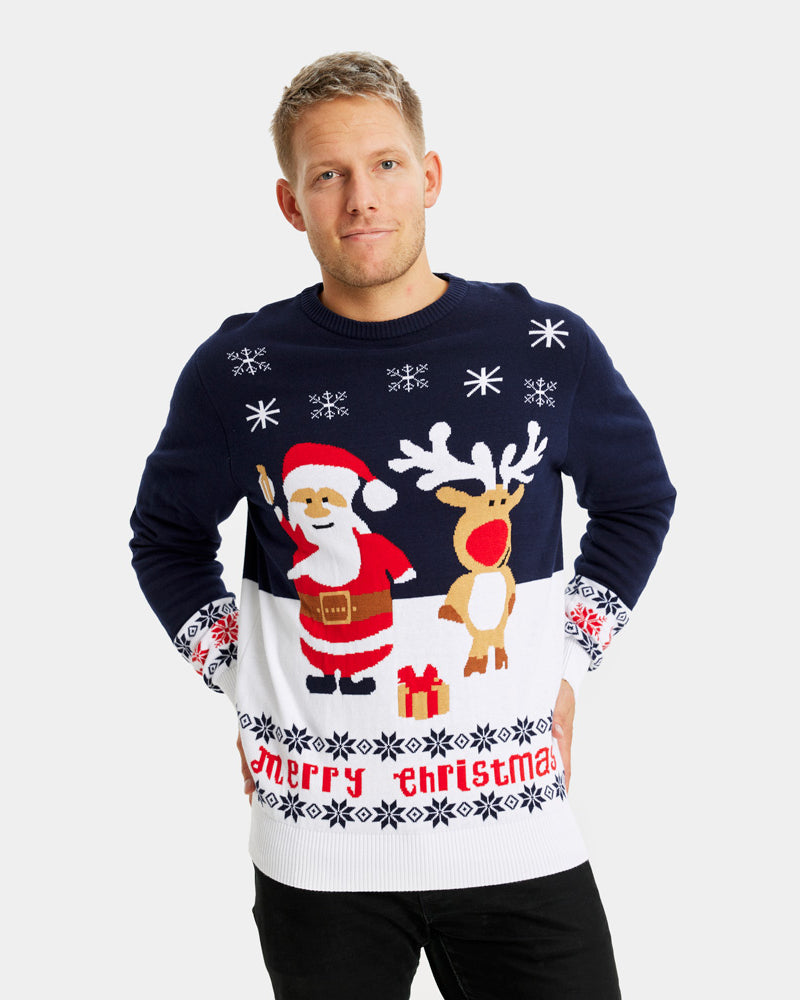Jersey de Navidad Niña y Niño Hombre Papá Noel Reno Rudolph Algodón Orgánico