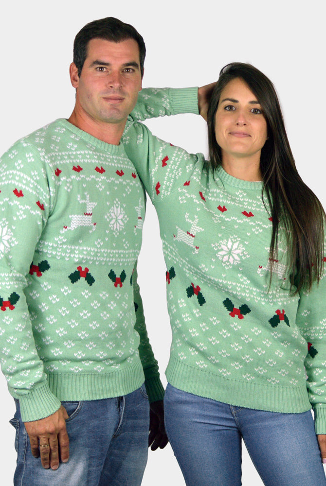 Jersey de Navidad Parejas Niña y Niño Verde Sweet Christmas