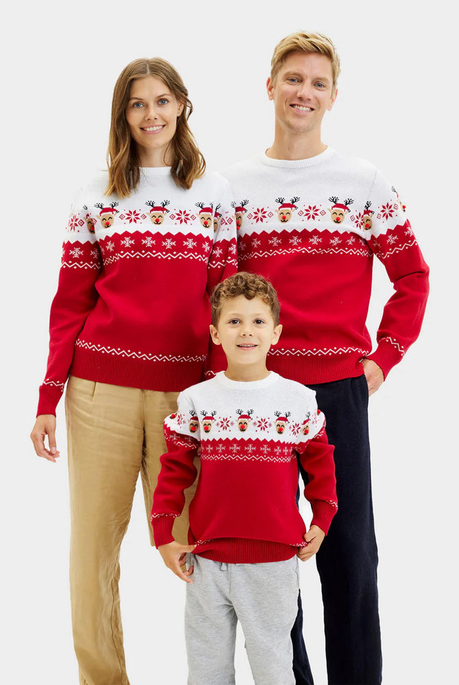 Jersey de Navidad para Niña y Niño Reno Adorable Familia