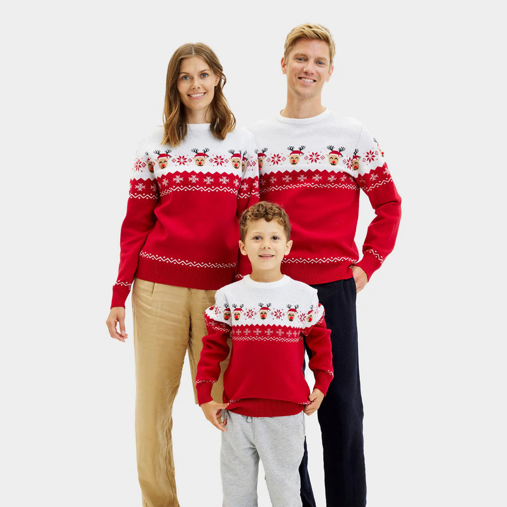 Jersey de Navidad para Niña y Niño Reno Adorable Familia
