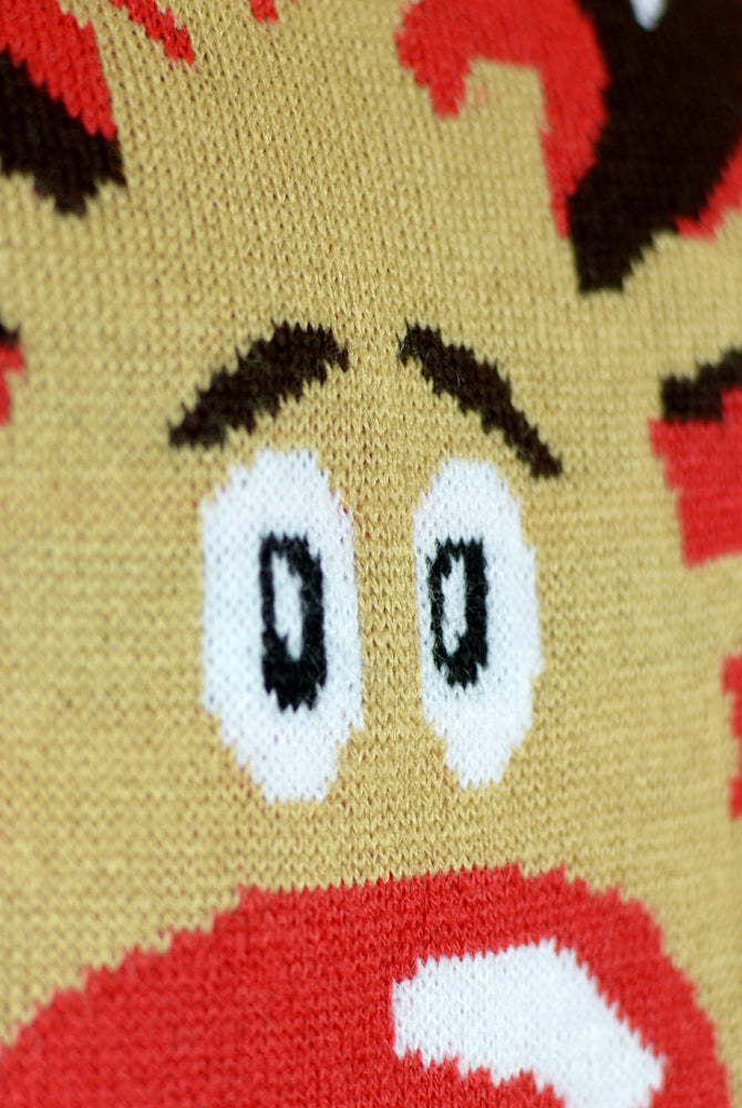 Jersey de Navidad Niña y Niño Reno Rojo con Bufanda Algodón Orgánico