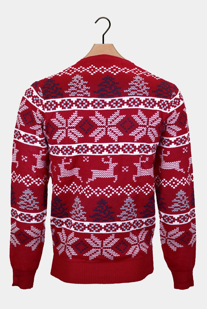 Jersey de Navidad para Niña y Niño Rojo Clásico Estrellas Polares Espalda