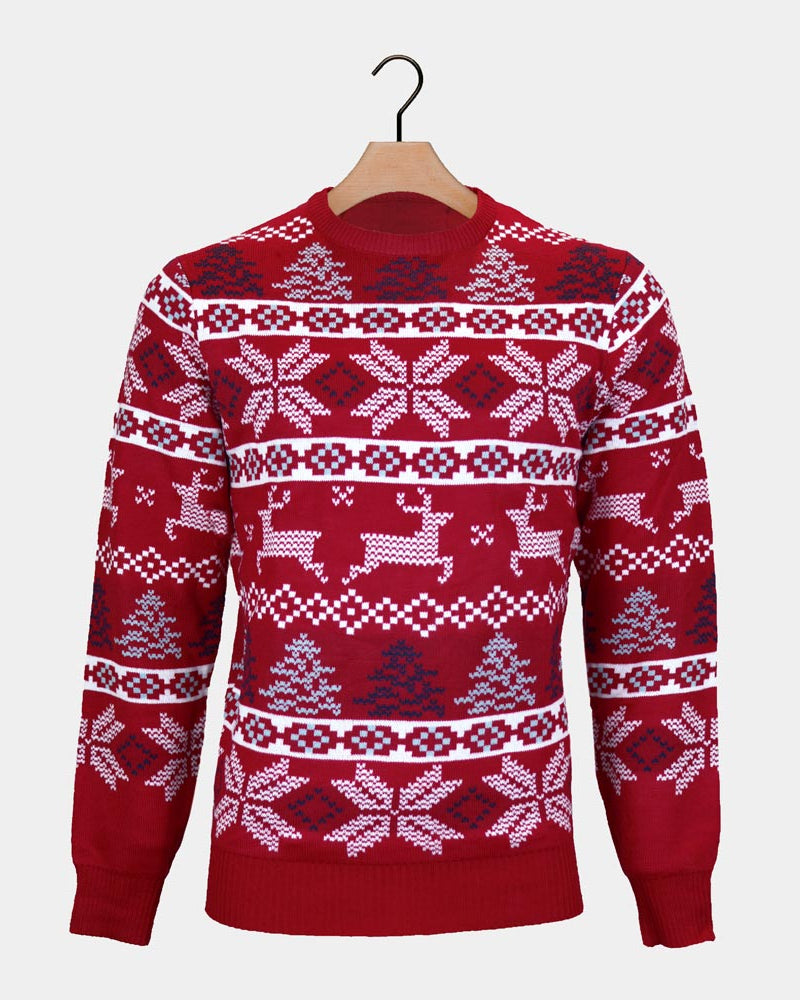 Jersey de Navidad para Niña y Niño Rojo Clásico Estrellas Polares