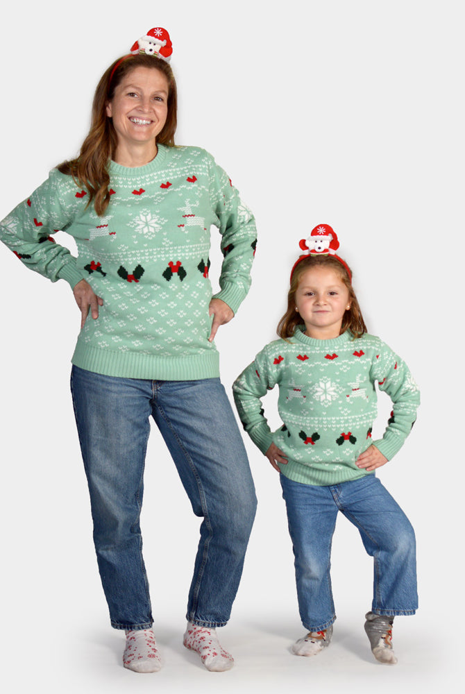 Jersey de Navidad para Niña y Niño Verde Sweet Christmas Algodón Familia