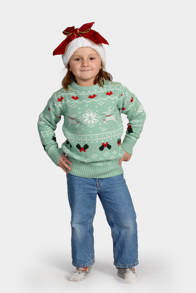 Jersey de Navidad para Niña y Niño Verde Sweet Christmas Algodón