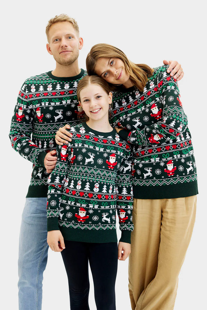 Jersey de Navidad para Nino y Niña Green Christmas Algodón Orgánico familia