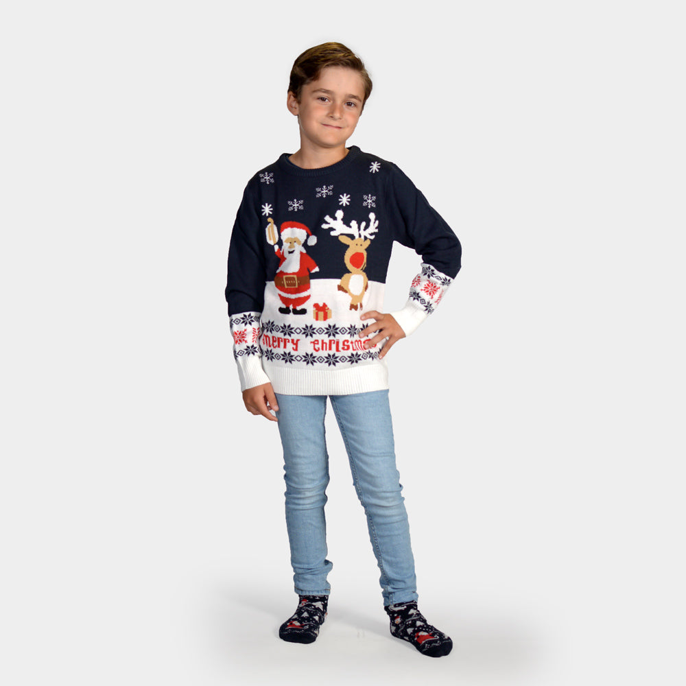 Jersey de Navidad Niño Papá Noel Reno Rudolph Algodón Orgánico
