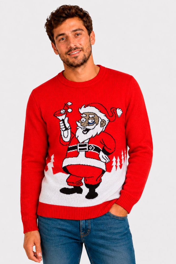 Jersey de Navidad Papá Noel con un Martini Hombre