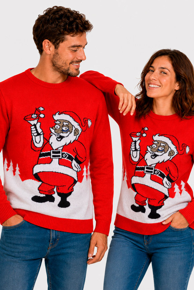 Jersey de Navidad Papá Noel con un Martini Pareja