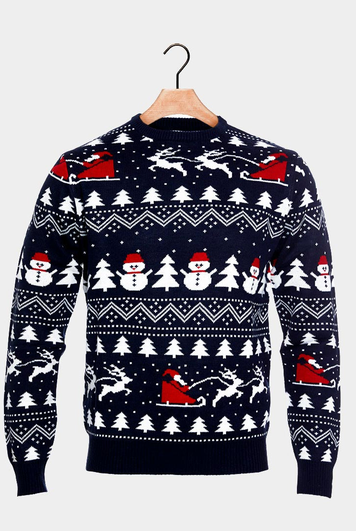 Árboles, Muñecos y Papá Noel Jersey de Navidad para Familia