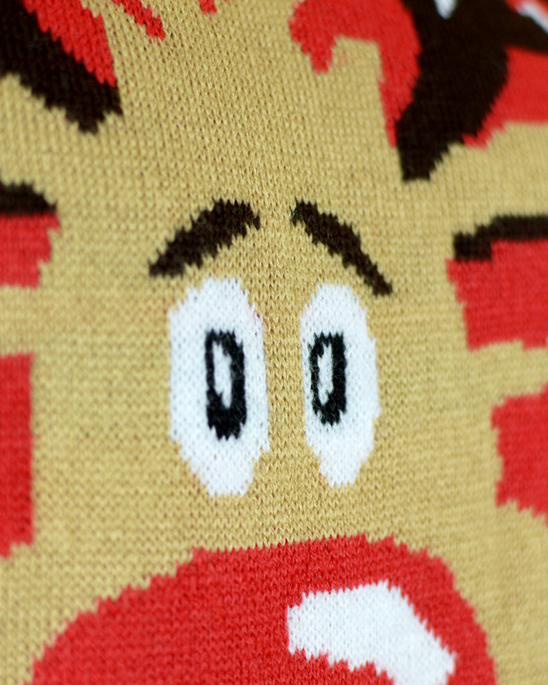 Jersey de Navidad para Familia Reno Rojo con Bufanda