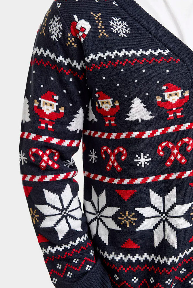 Jersey de Navidad Hombre Cárdigan Azul Estrellas Polares