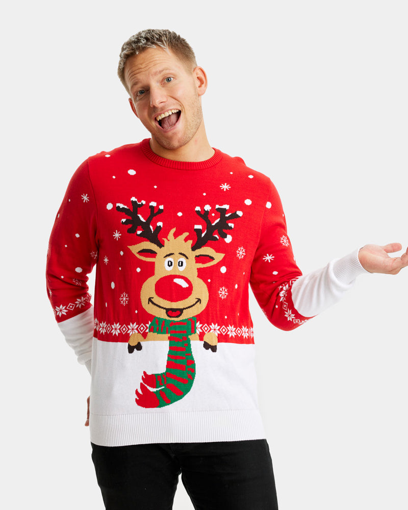 Jersey Navideño Reno Bufanda Hombre