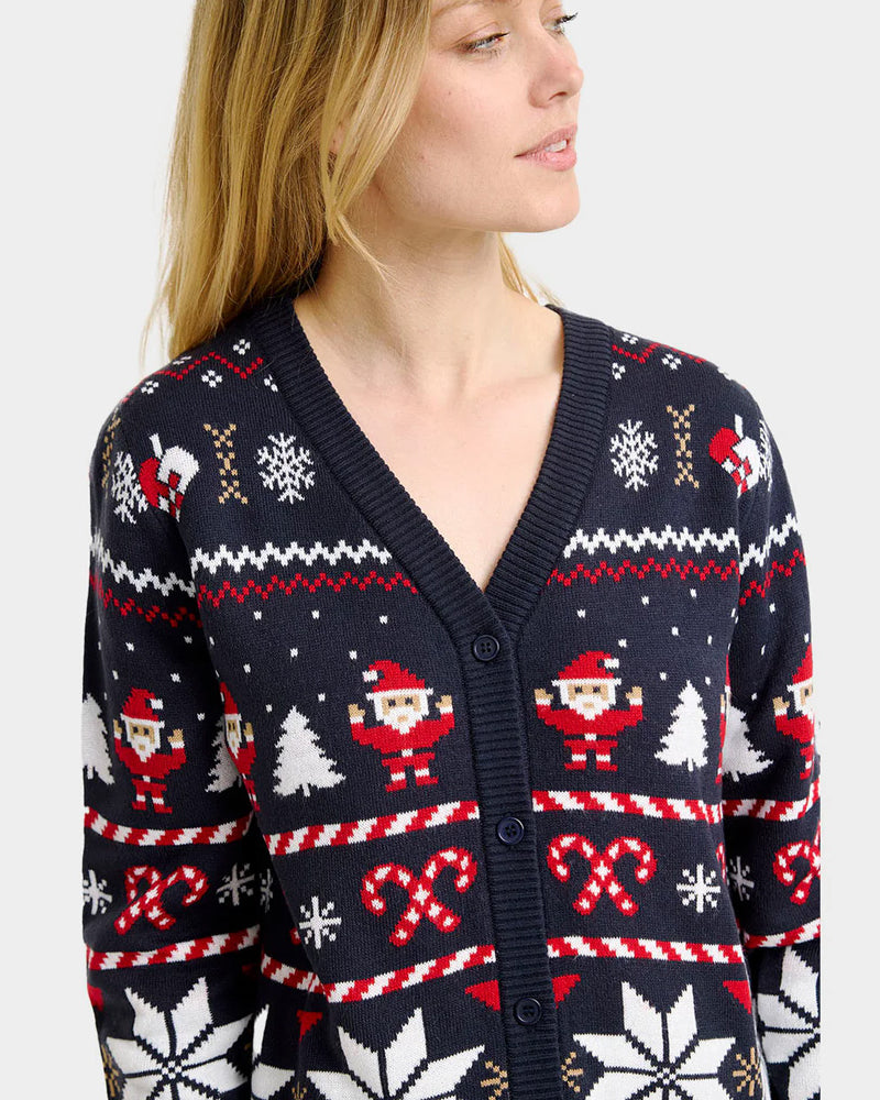 Jersey de Navidad Mujer Cárdigan Azul Estrellas Polares