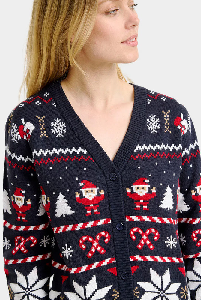 Jersey de Navidad Mujer Cárdigan Azul Estrellas Polares