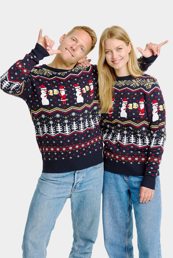 Jersey de Navidad de Pareja Cheers Santa