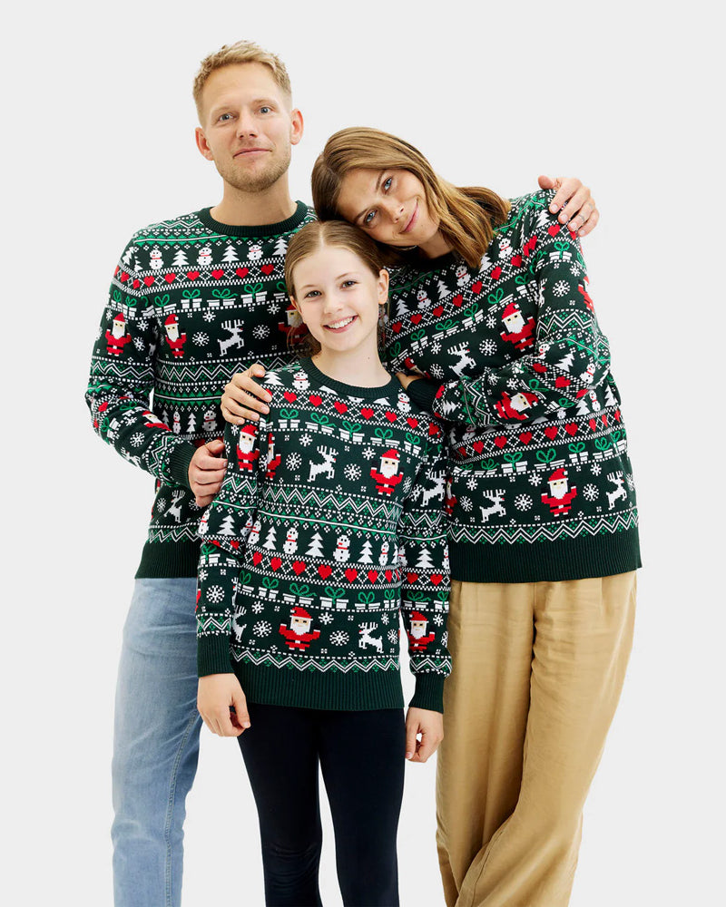 Jersey de Navidad pareja Green Christmas Algodón Orgánico familia