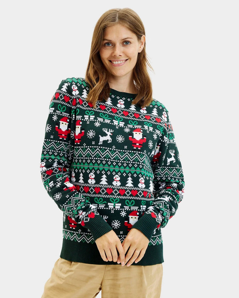 Jersey de Navidad pareja Green Christmas Algodón Orgánico Mujer