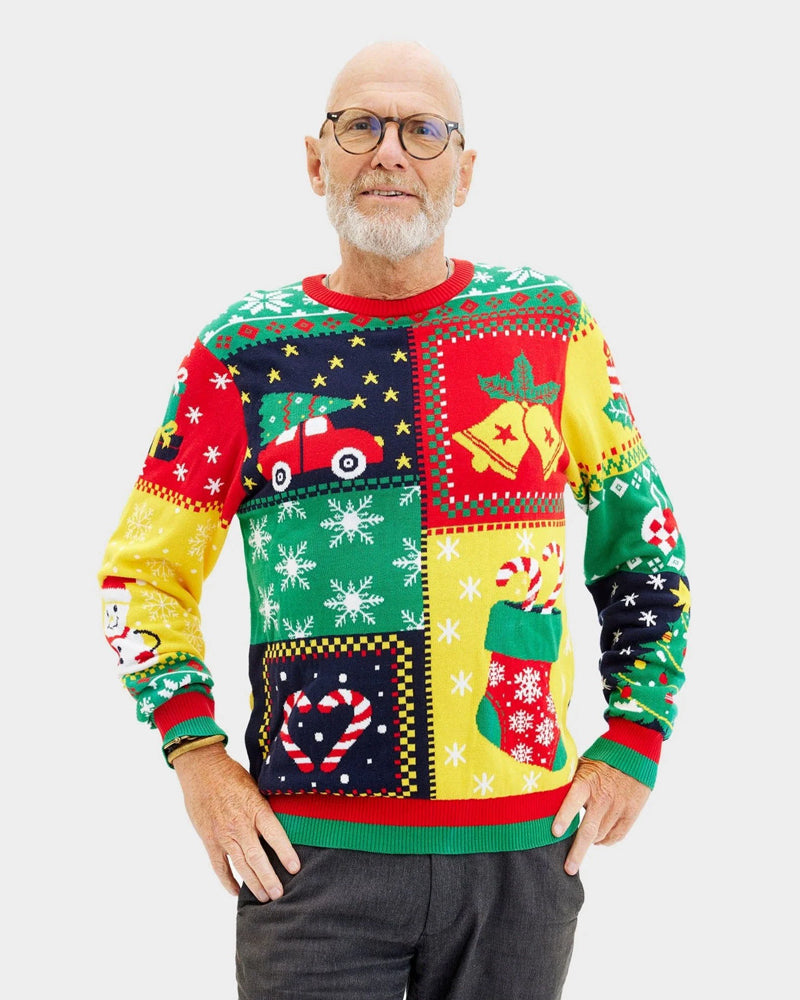 Jersey de Navidad de pareja Patchwork Algodón Orgánico Hombre