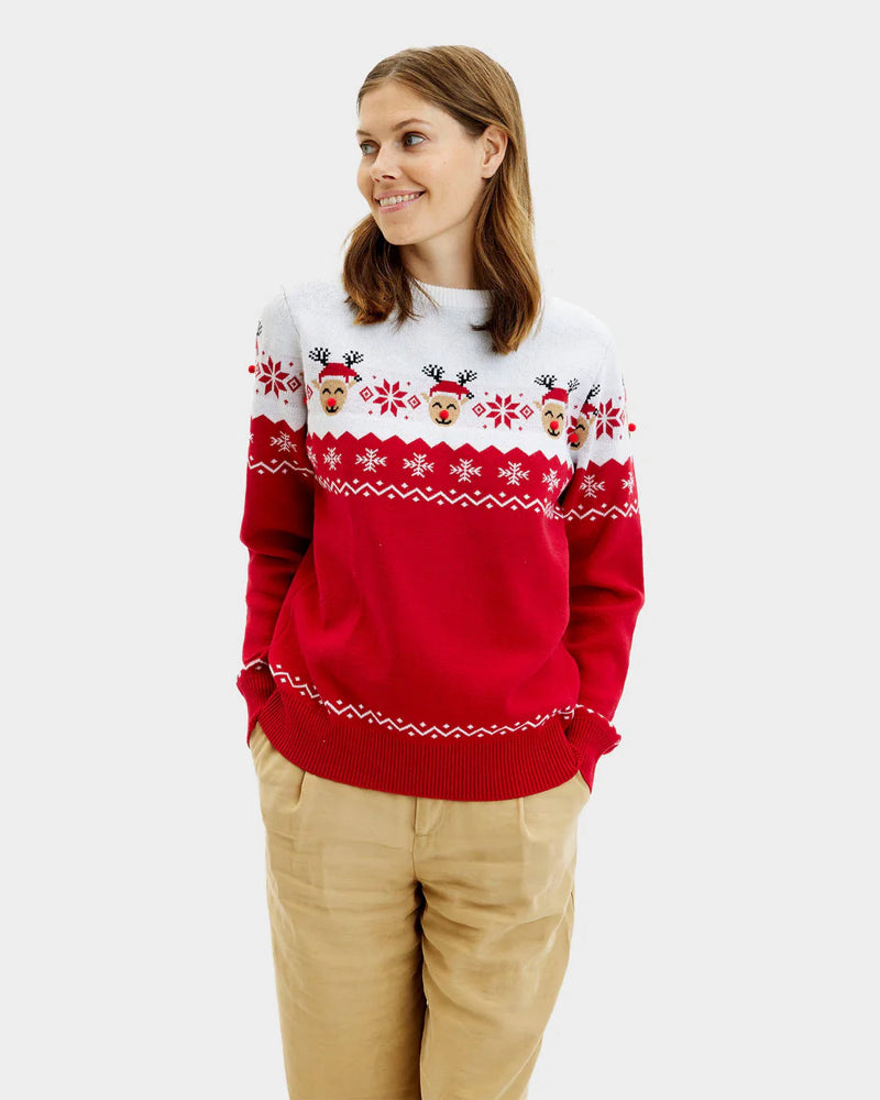 Jersey de Navidad de Pareja Reno Adorable Mujer