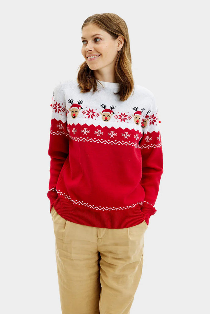 Jersey de Navidad de Pareja Reno Adorable Mujer